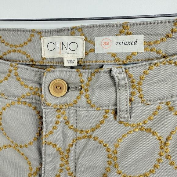 Chino by Anthropologie Relaxed Fit Embroidered Circle Pattern Pants Size 32 - Picture 13 of 13